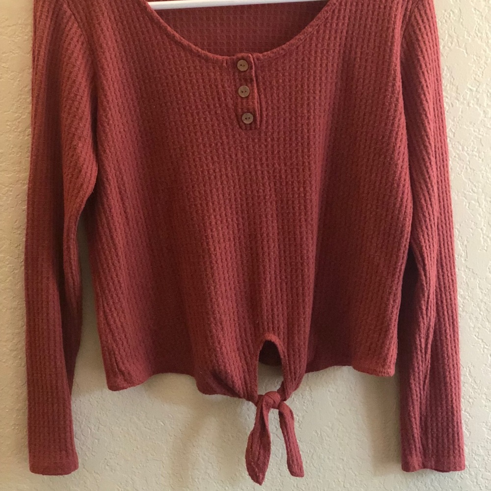 Paper Crane Henley Top with Front Tie